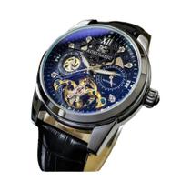 Relógio Mecânico Automático AOKULASIC Com Pulseira De Couro E Ponteiros Luminosos Para Homens