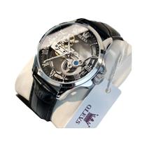 Relógio Mecânico Automático De Luxo Masculino À Prova d'Água Com Pulseira De Couro Luminosa OLEVS