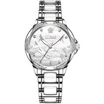 Relógio Mecânico Automático Feminino Cerâmica Impermeável Luminoso