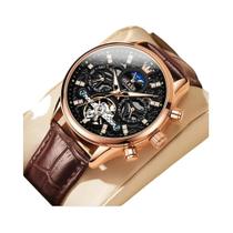 Relógio Mecânico Automático Masculino À Prova D'Água Luminosa OLEVS 6658 Com Pulseira De Couro Para