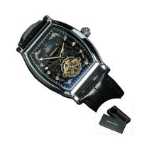 Relógio Mecânico Automático Masculino De Luxo Com Turbilhão Esqueleto Cravejado E Fase Da Lua,