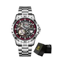 Relógio Mecânico Automático Masculino Steampunk Esqueleto Luminoso À Prova d'Água Em Aço Inoxidável