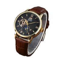 Relógio Mecânico Automático Unissex Orient Com Pulseira De Couro Resistente À Água E À Impacto Série