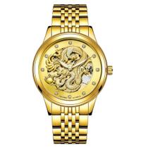 Relógio mecânico de luxo de pulso automático, à prova d'água, pulseira de aço - Dourado Relógio mecânico de luxo de pulso automático, à prova d'água, pulseira de aço - Dourado