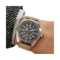 Relógio Mecânico De Piloto Em Lona Caqui Com Pulseira De Aço, Relógio De Pulso De Aviador Da Segunda Relógio Mecânico De Piloto Em Lona Caqui Com Pulseira De Aço, Relógio De Pulso De Aviador Da Segunda