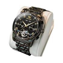 Relógio Mecânico Luxuoso Masculino OLEVS 6607 Automático Esqueleto Com Calendário À Prova d'Água
