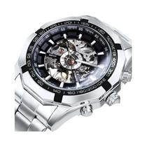 Relógio Mecânico Masculino Com Ponteiros Luminosos Pulseira De Aço Inoxidável WINNER Clássico