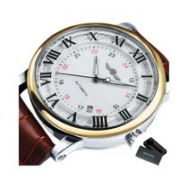 Relógio Mecânico Masculino Com Pulseira De Couro Marrom, Exibição De Data, Minimalista, Automático, Relógio Mecânico Masculino Com Pulseira De Couro Marrom, Exibição De Data, Minimalista, Automático,
