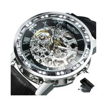 Relógio Mecânico Masculino Luminous Hands Iced out Skeleton Com Pulseira De Couro Luxuosa Design Relógio Mecânico Masculino Luminous Hands Iced out Skeleton Com Pulseira De Couro Luxuosa Design