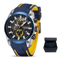 Relógio Megir Azul Esportivo Prova D Água Moderno Luxo
