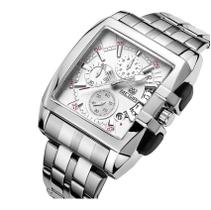 Relógio MEGIR,Branco Luxo, Quartzo Unissex,Esportes, Relógio de Aço Inoxidável