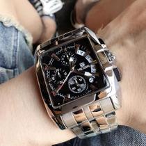 Relógio MEGIR Quadrado,Luxo, Quartzo,sem gênero, Relógio de Aço Inoxidável.