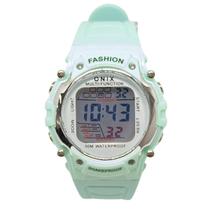 Relógio Menina Digital Onix IT-610 (6565) Resistente à água 5 ATM Caixa em Resina Verde Pulseira de Plástico Visor Acrílico Redondo Fivela Bateria