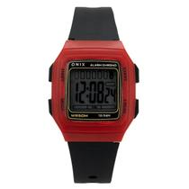 Relógio Menino Digital Onix IT-730(0122) Resistente à água 5 ATM Caixa em Resina Vermelho Pulseira de Plástico Preto Visor Acrílico Quadrado Fivela Relógio Menino Digital Onix IT-730(0122) Resistente à água 5 ATM Caixa em Resina Vermelho Pulseira de Plástico Preto Visor Acrílico Quadrado Fivela