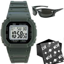 relogio menino infantil cinza led digital quadrado alarme silicone ajustavel adolescente original prova dagua cronometro