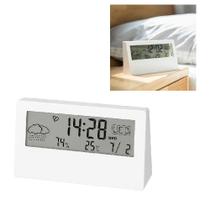 Relogio mesa despertador digital lcd sensor temperatura umidade branco Relogio mesa despertador digital lcd sensor temperatura umidade branco