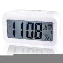 Relógio Mesa Led Digital Calendário Termômetro Alarme Branco