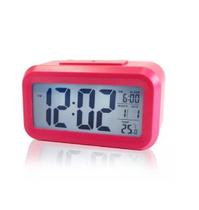 Relógio Mesa Led Digital Calendário Termômetro Alarme Desp Rosa