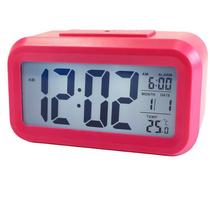 Relógio Mesa Led Digital Calendário Termômetro Alarme Rosa - Mbtech