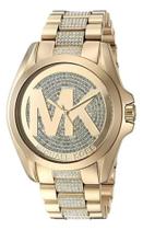Relógio MichaelKors Mk6487 Dourado Bradshaw Logo Crstal Completo