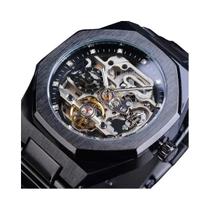 Relógio Militar Automático Masculino Luminoso 3D Com Diamantes E Esqueleto Forsining Casual