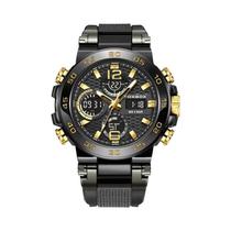 Relógio Militar Esportivo Masculino À Prova D'Água 50M Com Display LCD Duplo Quartz LIGE Relógio De