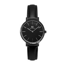 Relógio Minimalista Feminino Preto Pulseira De Couro Murray Full Black 3