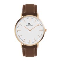 Relógio Minimalista Masculino Couro Dourado Saint Germain Bronx Rosé Gold 40mm - Geral