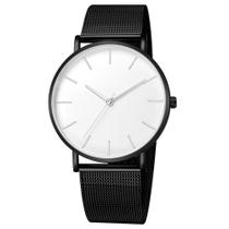 Relógio Minimalista Mostrador Branco Elegância Hora