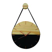 Relógio Minimalista Preto e Rosê com Alça + Pendurador