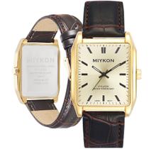Relógio Miykon Vintage Tank Square Gold para homens com pulseira de couro
