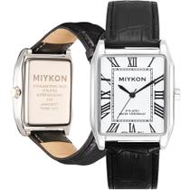Relógio Miykon Vintage Tank Square Silver para homens em couro