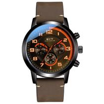 Relógio mod d6832g caixa preta, mostrador preto, pulseira marrom escuro Relógio mod d6832g caixa preta, mostrador preto, pulseira marrom escuro