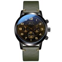 Relógio mod d6832g caixa preta, mostrador preto, pulseira verde escuro Relógio mod d6832g caixa preta, mostrador preto, pulseira verde escuro