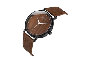 Relógio mod k8002 caixa preta, mostrador marrom escuro, pulseira marrom escuro