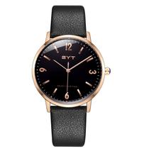 Relógio mod s3803g caixa ouro rosa, mostrador preto, pulseira preta