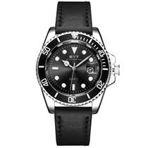Relógio mod s3961g caixa prata, bezel preto, mostrador preto, pulseira preta