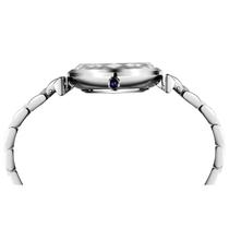 Relógio mod s8288l caixa prata, mostrador preto, pulseira prata