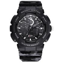 Relógio mod waj8003-6c camuflagem cinza