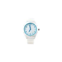 Relógio Moderno Pulseira Branca Com Azul Estiloso Analógico