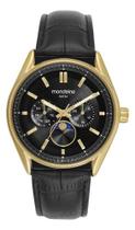 Relógio Mondaine 32948gpmvdo1 Fases Da Lua Couro - Dourado Preto Dourado Preto