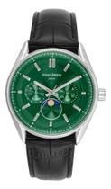 Relógio Mondaine Couro Preto E Verde Militar Fases Da Lua Preto Prateado Verde