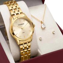 Relogio Mondaine Dourado Pequeno 32610PMKDE1 + Kit Semi Joia Relogio Mondaine Dourado Pequeno 32610PMKDE1 + Kit Semi Joia