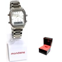 Relógio Mondaine Feminino Anadigi Quadrado Prateado 32216L0MVNE3