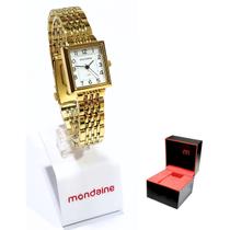 Relógio Mondaine Feminino Analógico Dourado Quadrado 32378LPMVDE1