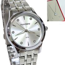 Relógio Mondaine Feminino Analógico Kit Colar e Brincos 32610L0MKNE2K1