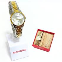 Relógio Mondaine Feminino Analógico Kit Semijoia 32720LPMKBE3K1