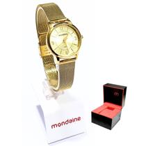 Relógio Mondaine Feminino Analógico Malha de Aço Dourado 32494LPMVDE1