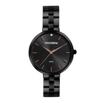 Relógio MONDAINE feminino analógico preto rosê 32670LPMVPE3