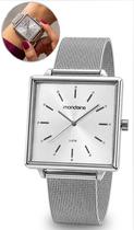 Relógio Mondaine Feminino De Pulso Elegante Quadrado Com Strass Prata Analógico Quartz Resistente Á Água Original Relógio Mondaine Feminino De Pulso Elegante Quadrado Com Strass Prata Analógico Quartz Resistente Á Água Original